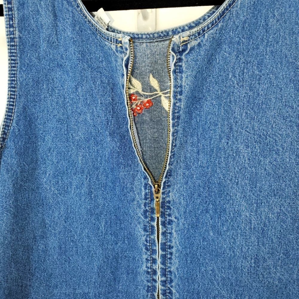 Sunshine Apparel Embroidered Denim Zip-up Maxi Dress Size Large - Picture 8 of 11